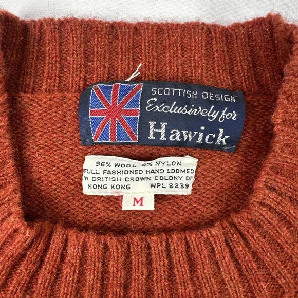 Hawick Sweater Wool Mens Size Medium, Hand Loomed Vintage 80s Colony Hong Kong ￼ - Picture 6 of 8